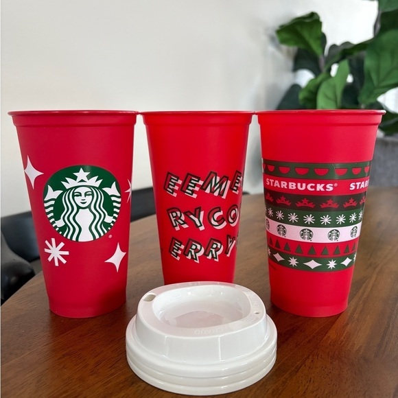 Starbucks Other - Starbucks Festive Red and Green Holiday Reusable Cups